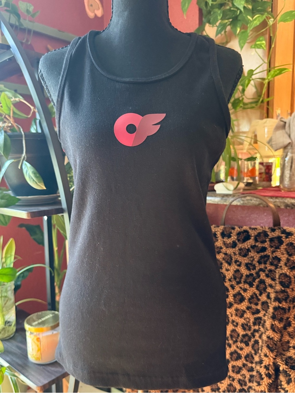 Black Tank Top with Pink Winged OnlyFans Logo 100% Cotton